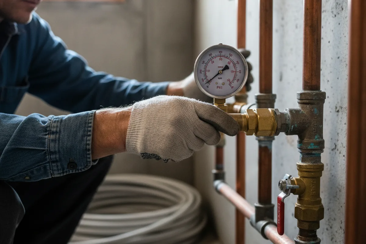 Pressure testing a repaired line during Water Line Repair in Frontenac